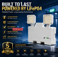 Lampe d'urgence à double tête automatique de haute qualité IP65, rechargeable, pour bureau et sortie de secours