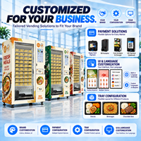 Distributeur automatique de repas chauds en libre-service pour immeubles de bureaux et points de vente, avec écran tactile et personnalisation