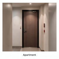 Porte de sécurité en acier robuste avec œil de porte et serrure sécurisée, porte extérieure minimaliste pour villa de luxe