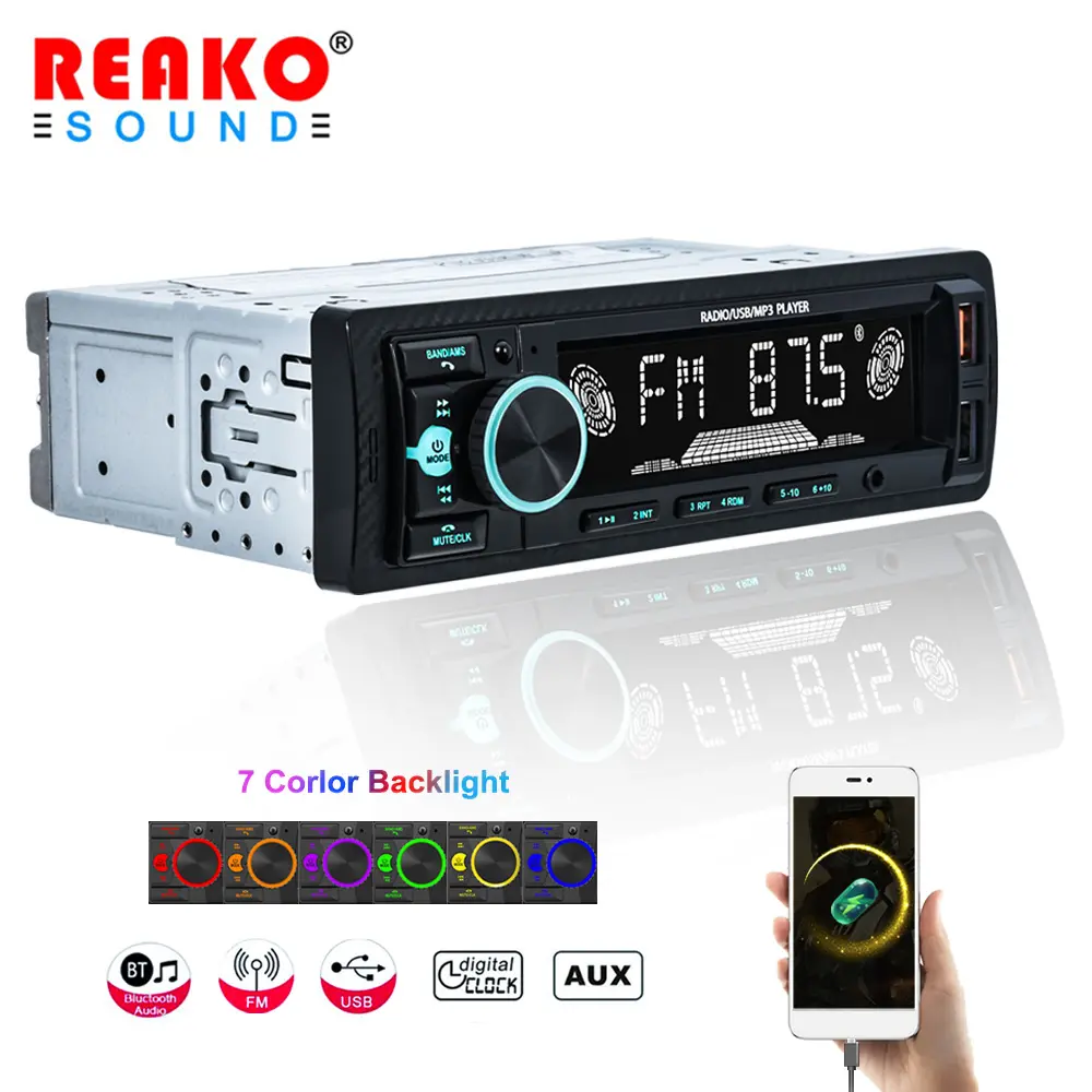 Car Stereos 1 Din 7 Color Backlight Dual USB Fast Charging BT FM Radio MP3 Player