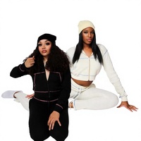 Ensemble personnalisé en tricot gaufré pour femme, ensemble de survêtement à manches longues, veste à capuche zippée et pantalon évasé à jambes larges, ensemble deux pièces