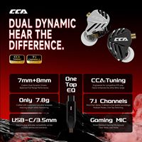 CCA Falcon 2DD Dynamic Wired 7.1 Spatial Audio Stereo Bass Sound Gaming Headset In-Ear Monitor Earbud dengan Kabel yang Dapat Dilepas