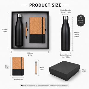 Ensemble cadeau promotionnel d'entreprise de luxe avec logo personnalisé : carnet A5, stylo et bouteille d'eau isotherme sous vide - Product Image 3