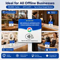 Carte NFC Google Review en acrylique solide imperméable de 2 mm -40 ° De la lettre C à la lettre 60 ° Température de fonctionnement : plus de 100 000 cycles avec support adhésif 511