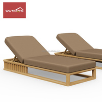Chaise longue d'extérieur moderne pour villa, chaise longue de piscine en teck pour hôtel, chaise longue de plage pour resort, mobilier de plage.