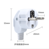 Adaptateur de prise mâle 16A pour câblage européen, avec connecteur coudé à 90 degrés, détachable et réutilisable, pour prises de courant allemandes et françaises