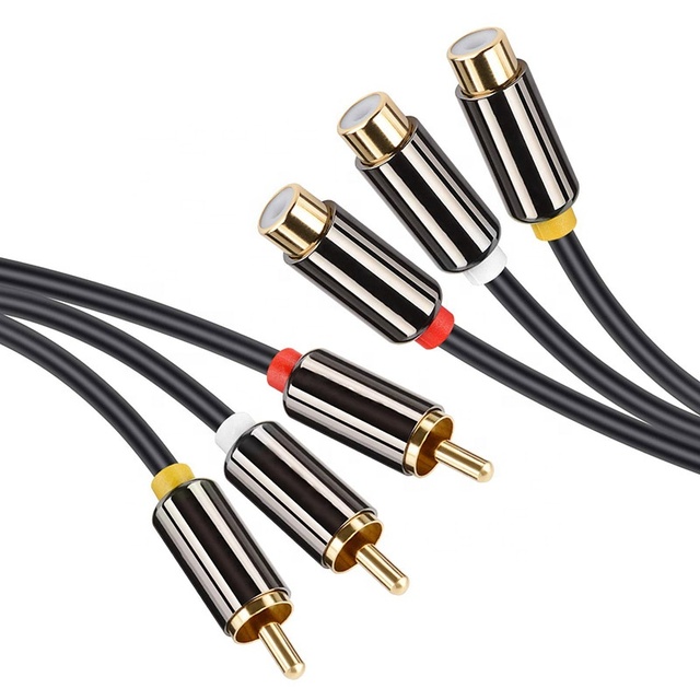 High Quality 3 RCA Gold Plated Male Female Extension Cable Stable Audio Video Sync for Home TV Player Multimedia Speaker