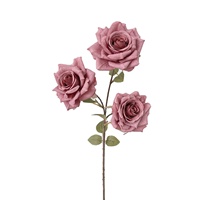 Fournisseur chinois de tiges de roses artificielles à 3 têtes, fleurs de roses artificielles, fausses roses en soie, roses de mariage pour centre de table de fête