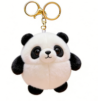 Porte-clés mignon en peluche panda avec mousqueton, 10 cm, en coton PP doux, personnalisable pour sacs à bandoulière