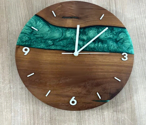 Wood Green Resin Home Accent <b>Clock</b> Premium Quality Wall Hanging Decorative Timepiece for Living Room Office Interior Design - Product Image 1
