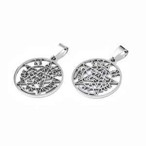 Pandahall 20 Pcs Religion 201 Stainless Steel Pendants with <strong>Snap</strong> <strong>on</strong> Bails Tetragrammaton Pentagram Wiccan Pendant - Product Image 2