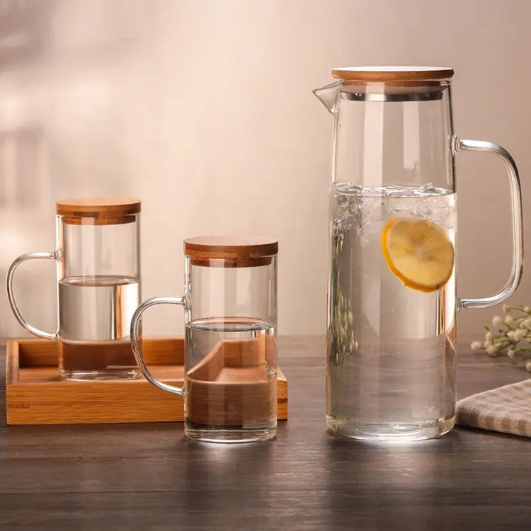 Heat-resistant explosion-proof borosilicate glass pitcher drinking water jug set
