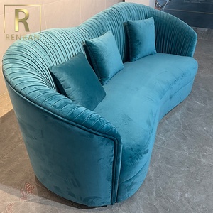 Canapé en velours bleu de luxe léger, design moderne italien, de bonne qualité, pour salon - Product Image 2