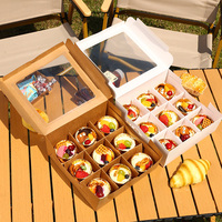 Récipients Alimentaires à 9 Compartiments Boîte à Gâteaux Personnalisée Boîte en Papier Kraft Boîtes à Cupcakes avec Fenêtre pour Gâteaux Biscuits