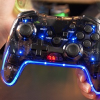 Manette de jeu sans fil Switch, double vibration, gyroscope 6 axes, RGB transparente pour PC, Android, jeux de voiture