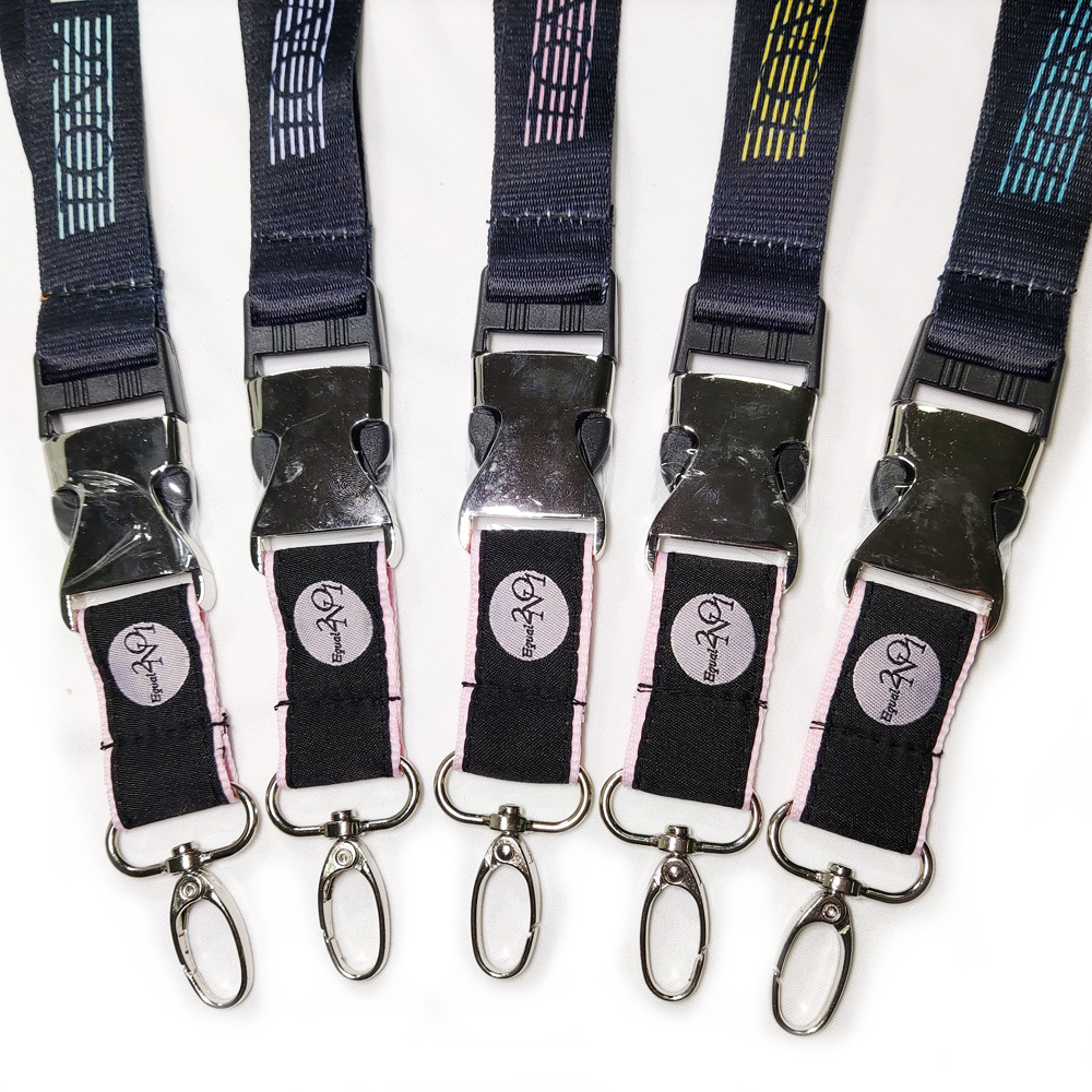 Half Metal Buckle Personalized Woven Logo 25 mm Width Satin Polyester Custom Lanyards with logo Sublimation