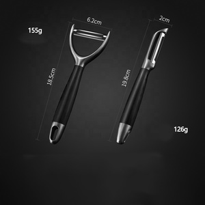 Premium Noir Meilleure Vente <span class=keywords><strong>Cuisine</strong></span> 2 Pièces En Acier Inoxydable Y Forme Pomme De Terre Carotte Fruits Légumes Éplucheur Ensemble - Product Image 2