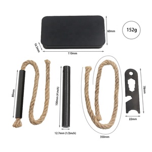 Kit de survie d'urgence de poche pour le feu, équipement de camping, allume-feu Feuerstahl avec mèche en jute et ensemble de préparations de combustion - Product Image 5