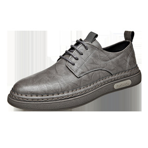 Men's Casual Leather Shoes <b>Round</b> Toe Lace-up Plush Lining Rubber Outsole <b>Cushioned</b> Autumn Fashion Workwear - Product Image 5