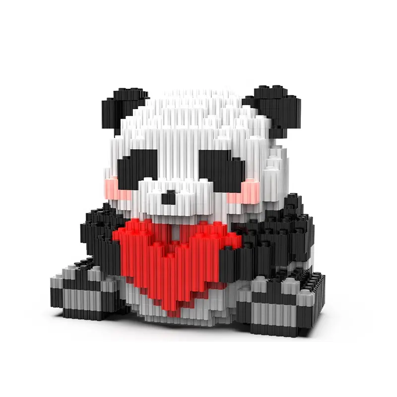 Schattige 3d Panda Met Liefde Geassembleerde Bouwsteen Speelgoed Hoge Kwaliteit Mini Blokken Hete Verkoop Educatief Speelgoed