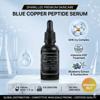 Sérum en gros au cuivre bleu anti-âge GHK-Cu, anti-rides, avec EGF, adénosine et antioxydants