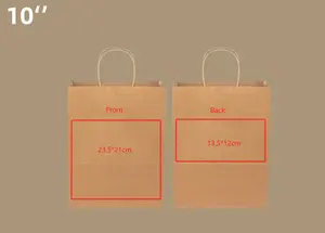 Custom Design Logo Color White Brown Food Packaging Recycled Kraft Paper Bags Twisted Handles With Your Own Logo