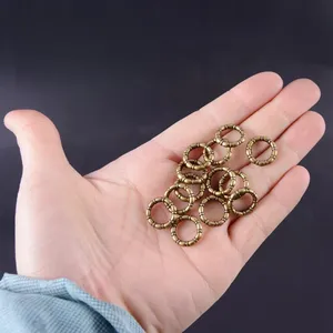 20개/봉지 드레드락 비즈 앤틱 황동 링 헤어 브레이드 (내부 구멍 약 9mm) 세련되고 내구성 있는 헤어 익스텐션 도구 - Product Image 3