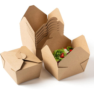 Wholesale Disposable Leakproof Food Grade Kraft Paper Self Erecting Takeaway Boxes Matt Lamination Embossing Custom <b>Services</b> for - Product Image 1