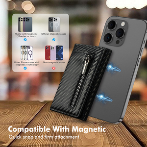 Casekey Carbon PU Leather Phone Cases Magnetic <b>Card</b> <b>Holder</b> <b>Wallet</b> Mobile Phone Cases - Product Image 5