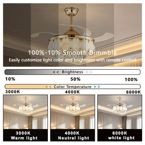 Elegante Ventilatore da Soffitto in Cristallo Stile Francese Romantico <span class=keywords><strong>per</strong></span> Camera da Letto e Sala da Pranzo, Lampadario Moderno Silenzioso Regolabile a 3 Colori - Product Image 5