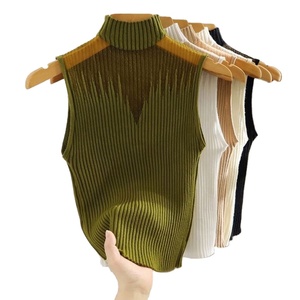 Vente en gros – Nouveau style décontracté d'été – Gilet sans manches tricoté pour femme, coupe ajustée, col semi-montant, style rétro - Product Image 4
