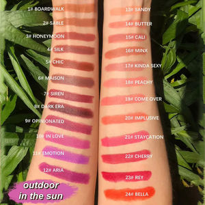 24 Warna Lipstik Matte Stick Mineral OEM Lipstik Cair Label Pribadi Tahan Lama Tanpa Logo Tabung Persegi Riasan Bibir - Product Image 3
