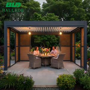 Pabellón Moderno de Aluminio para Exteriores, Gazebo con Techo de Láminas Motorizadas, Pérgola Bioclimática para Jardín y Barbacoa, <span class=keywords><strong>Precio</strong></span> de Fábrica - Product Image 3