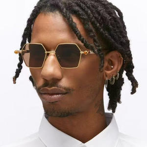 Lunettes de soleil polygonales Cy-68087 pour hommes, monture PC UV400, verres gris-noir, style haut de gamme - Product Image 3