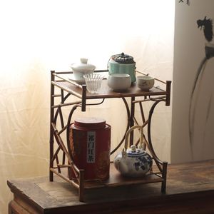 Estante de bambú para té, estante de almacenamiento pequeño de estilo Zen para utensilios de té, accesorios, soporte de exhibición para juego de té de porcelana de origen Anji - Product Image 1