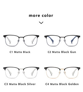 Lunettes de vue carrées classiques en métal pour homme, montures optiques en alliage demi-cerclées pour <span class=keywords><strong>myopie</strong></span>, modèle 99012 - Product Image 6