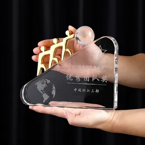 Customized Creative Earth Crystal, Metal Trophy Excellent Staff Competition Award Souvenir Excellent Team Medal/