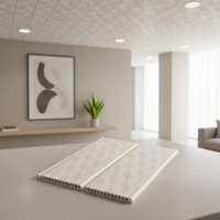 Moderne Feuerfeste Wasserdichte Perforierte Gitter-Deckenplatten in Kundenspezifischer Farbe mit Holzoptik aus PVC für Badezimmer, Außenbereich, Hotel, Küche