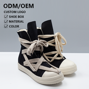 Chất Lượng Cao Thời Trang Nền Tảng Ren-up Unisex Ngoài Trời Khởi Động Phụ Nữ Giày Vải Thiết Kế Người Đàn Ông Của Sneakers Giản Dị Phẳng Mắt Cá Chân Khởi Động - Product Image 1