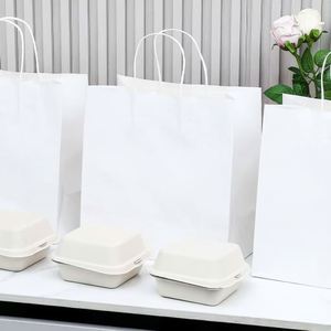 Wholesale Custom Print logo Restaurant Takeaway Retail Shopping <b>Small</b> Medium Size Paper Bags With Twisted Handle - Product Image 2