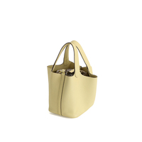Sac seau en cuir bicolore grande capacité, style vintage minimaliste, avec cordon de serrage, double anse, léger, pour usage quotidien, sac fourre-tout, direct usine