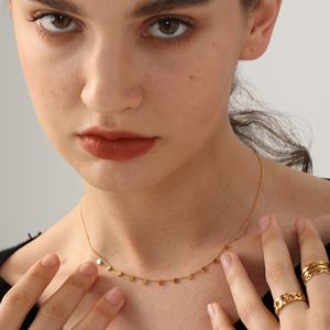 Collar de Cadena Clásico de Forma Redonda, Acero Inoxidable, Chapado en Oro de 18K, Collar con Colgante de Clavícula para Mujer - Product Image 1