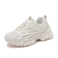 Chaussures de sport antidérapantes pour femmes, noires, amincissantes, rehaussantes, style Dad Shoes ; Tendance, à semelle épaisse, confortables, avec empeigne en maille