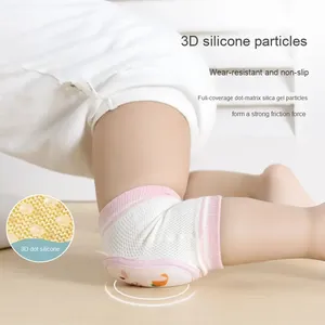 Genouillères pour bébé avec particules de silicone 3D antidérapantes, équipement de protection pour ramper, pour nourrissons, unisexe, design en maille fine - Product Image 3