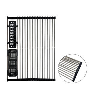 <span class=keywords><strong>Escurridor</strong></span> de Platos Enrollable <span class=keywords><strong>Multiusos</strong></span> de Acero Inoxidable 304 Pulido, <span class=keywords><strong>Plegable</strong></span> y Portátil, de un Solo Nivel, para Uso en la Cocina, Moderno - Product Image 6