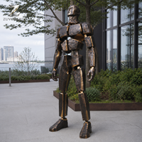 Escultura Robótica Geométrica Personalizada, Estatua de Figura Humana de Metal Grande para Centro Comercial, Hotel, Plaza, Parque Temático y Proyecto de Arte Urbano