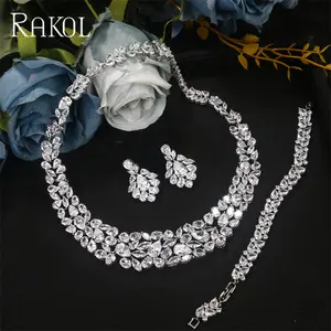 RAKOL SP3571 Luxus Diamant Braut Hochzeit Schmuck Set Charme Echt vergoldet AAA Zirkonia Fine Jewell ery für Frauen