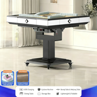 Nouvelle table de mahjong électrique pliable entièrement automatique pour la maison, design écologique, construction en fer et plastique ABS, double usage, pour manger