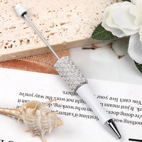 Bling Diamond Glitter Beaded charm Recarga de tinta Bolígrafo en blanco DIY Beaded Crystal Pearl Pens Bolígrafo