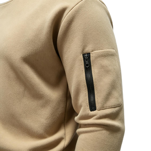 Nuova Felpa da Uomo in Spugna con Collo a Girocollo, Giacca Tattica Giovanile, Design Vintage Casual con Zip sul Polsino, ODM per Primavera e Autunno - Product Image 4
